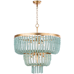 Круглая трехъярусная люстра с подвесками в виде круглых стеклянных бусин Blue Beads Chandelier варинант исполнения - 1 | Loft Concept в Самаре