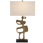 Настольная лампа с фигурным каркасом и прямоугольным тканевым абажуром Brutalist Profile варинант исполнения - 3 | Loft Concept в Самаре