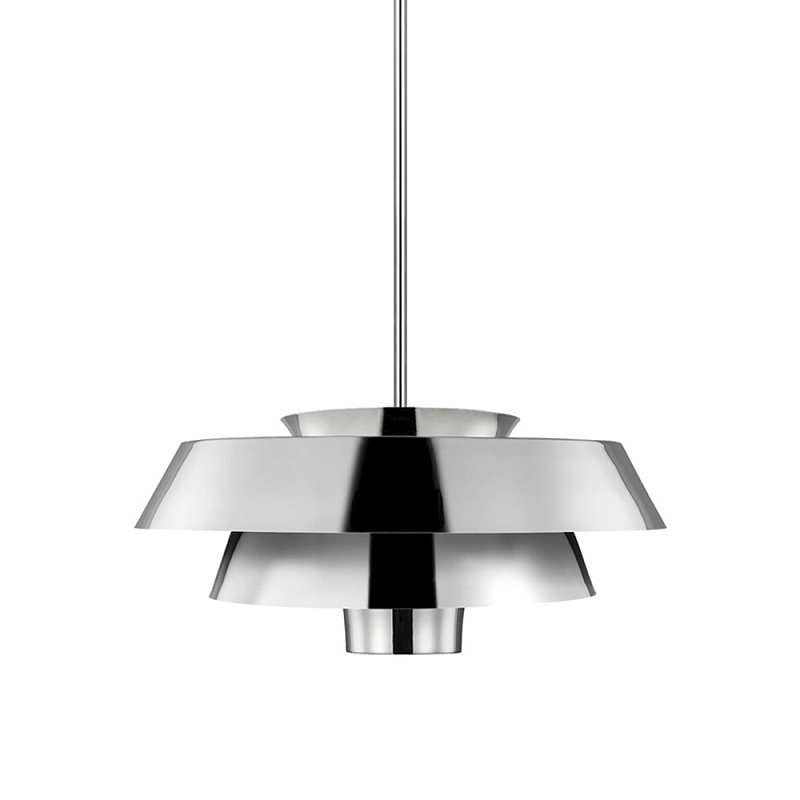 Подвесной светильник с широким многоярусным металлическим плафоном цвета никель в современном стиле Feiss Никель в Самаре | Loft Concept 