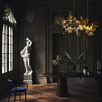 Люстра подвесная с 18-ю стеклянными плафонами с вертикальными подвесками Gilded Mirage  варинант исполнения - 9 | Loft Concept в Самаре