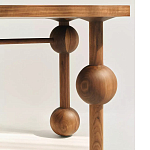 Обеденный стол деревянный с круглыми декоративными элементами на ножках Koko варинант исполнения - 1 | Loft Concept в Самаре