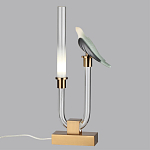 Настольная лампа с прозрачной трубкой и декоративной фигуркой птицы на бронзовой подставке Ganthea варинант исполнения - 3 | Loft Concept в Самаре