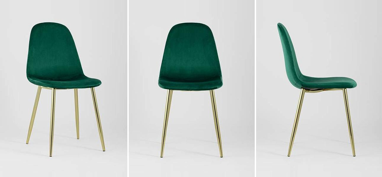 Стул Archie Chair Изумрудный Зеленый Велюр Золотые ножки Стул Archie Chair Изумрудный Зеленый Велюр Золотые ножки - Loft-Concept в Самаре