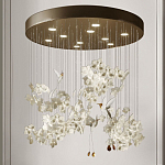 Люстра каскадная с белыми цветами и птицами Takeoff варинант исполнения - 2 | Loft Concept в Самаре