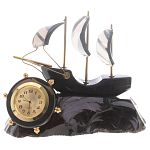 Часы настольные в виде парусника из натурального камня Обсидиан Sailboat Stone Clock варинант исполнения - 4 | Loft Concept в Самаре