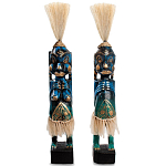 Комплект из 2-х деревянных статуэток Asmat Straw Headdress Statuettes Blue Tattoo варинант исполнения - 4 | Loft Concept в Самаре