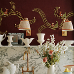 Обои с вышивкой ручной работы Fyodor Original colourway on Merlot linen варинант исполнения - 4 | Loft Concept в Самаре