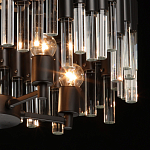 Люстра круглая из матового черного металла с подвесками из прозрачных стеклянных трубок Noir Tubes варинант исполнения - 6 | Loft Concept в Самаре