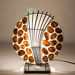 Настольная лампа из перламутра и дерева на подставке Indonesian Shell варинант исполнения - 4 | Loft Concept в Самаре