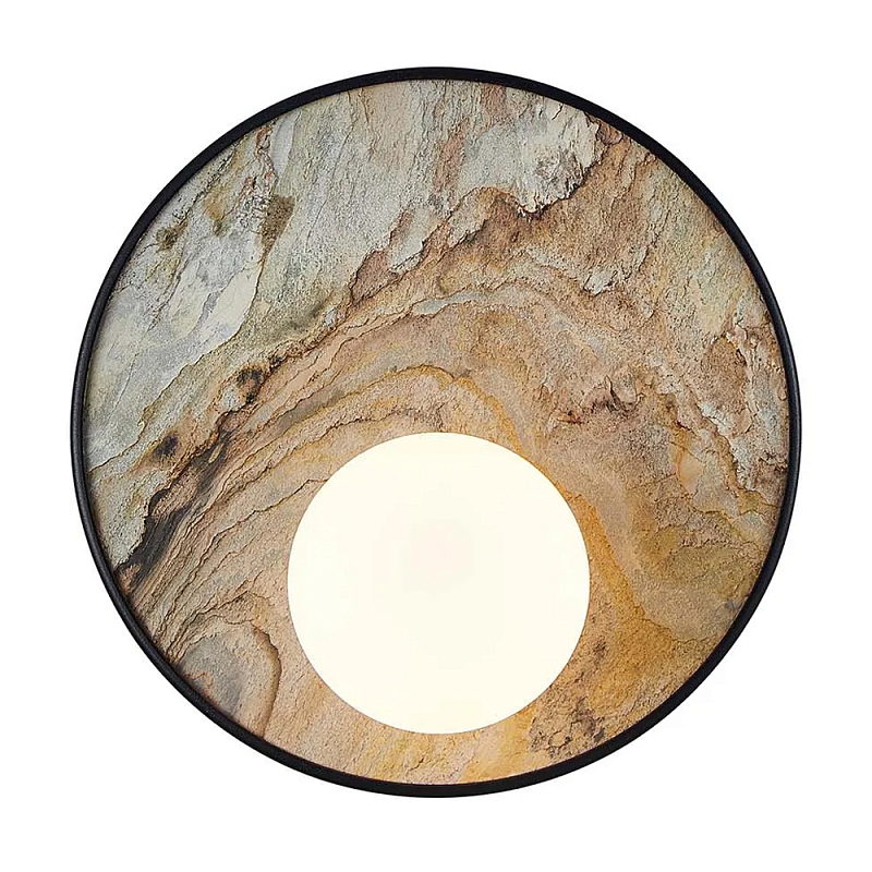 Бра круглое с каменным диском в металлической раме Sandstone Painting  в Самаре | Loft Concept 