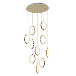 Потолочная люстра каскадная светодиодная с золотистым каркасом Ring of Fire варинант исполнения - 1 | Loft Concept в Самаре
