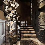 Люстра каскадная из белых цветов каллы и птичек Refined Taste of Light варинант исполнения - 3 | Loft Concept в Самаре