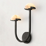 Бра с 2-мя мраморными плафонами на черном корпусе Light Warm Light варинант исполнения - 1 | Loft Concept в Самаре