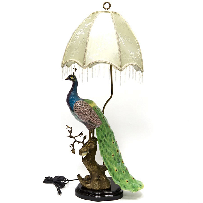 Настольная лампа Peacock Lamp Белый Зеленый Синий Бронза в Самаре | Loft Concept 