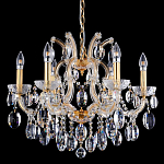 Люстра подвесная с 6-ю лампочками и прозрачными хрустальными подвесками на основании золотого цвета Crystal lamps варинант исполнения - 2 | Loft Concept в Самаре