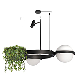 Подвесной светильник с 2-мя шарообразными плафонами и цилиндрическим спотом Light of Еyes варинант исполнения - 2 | Loft Concept в Самаре