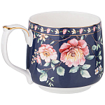 Кружка фарфоровая синяя с цветочным принтом 470 мл Flower Porcelain Collection варинант исполнения - 1 | Loft Concept в Самаре