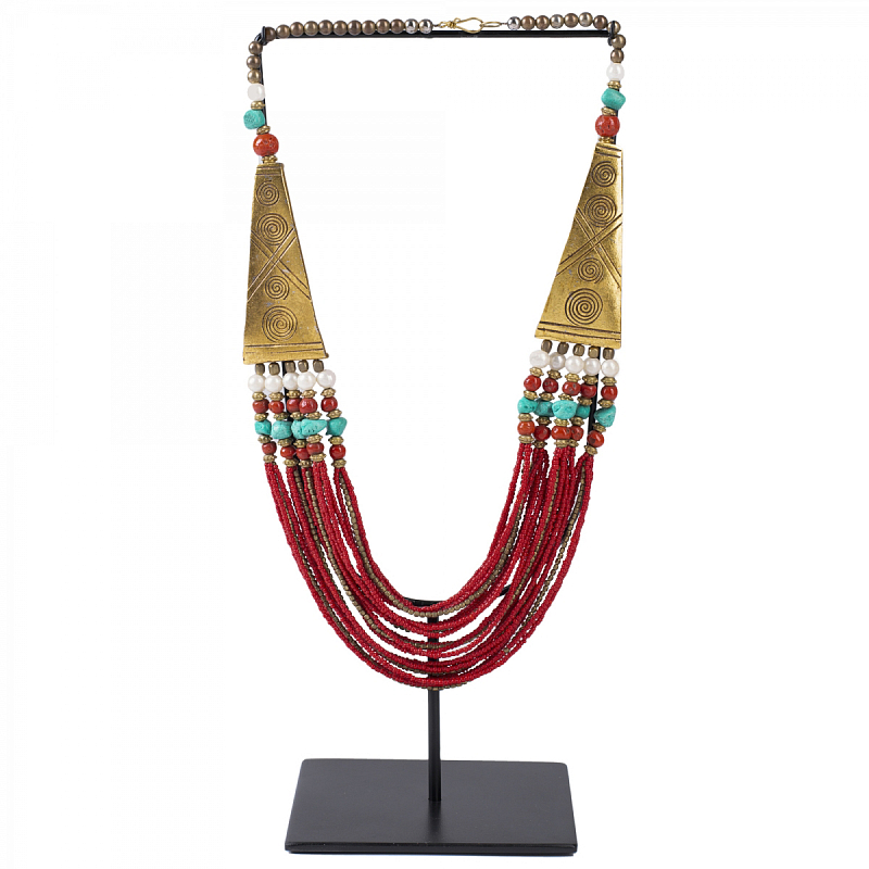 Ожерелье на подставке NECKLACE RED AND BRASS Латунь Красный в Самаре | Loft Concept 