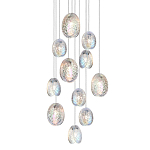 Люстра каскадная с 11-ю круглыми плафонами из рельефного стекла Disc Light варинант исполнения - 1 | Loft Concept в Самаре