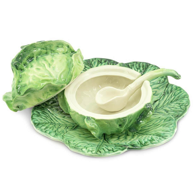 Супница SOUP BOWL CABBAGE W/PLATE  D20 Зеленый в Самаре | Loft Concept 