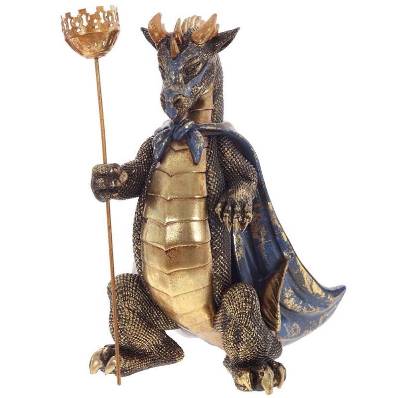 Подсвечник в виде дракона Dragon candlestick Gold Blue Золотой Синий Подсвечник в виде дракона Dragon candlestick Gold Blue Золотой Синий в Самаре | Loft Concept