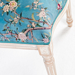 Стул из массива бука бирюзовый с изображением птиц и цветов Turquoise Beige Chinoiserie Peach Garden Chair варинант исполнения - 5 | Loft Concept в Самаре
