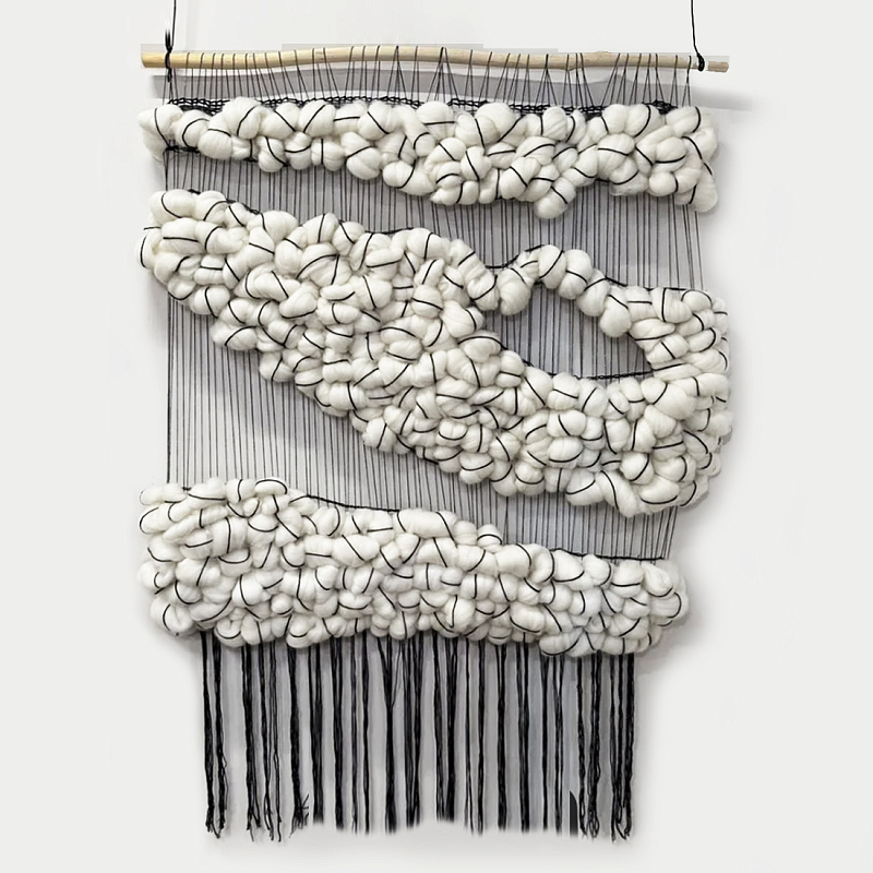 Гобелен из шерсти Облака черные нити Черный в Самаре | Loft Concept 