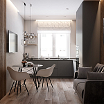 Серый матовый кухонный гарнитур с фасадом под дерево Vincens Kitchen Set варинант исполнения - 2 | Loft Concept в Самаре