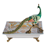 Блюдо квадратное с павлином на бронзовых ножках Eden Garden варинант исполнения - 3 | Loft Concept в Самаре