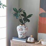 Ваза с нежным цветочным узором в пастельных тонах и крышкой с золотым акцентом Chinoiserie Ceramics варинант исполнения - 6 | Loft Concept в Самаре