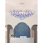 Люстра овальная с синими стеклянными подвесками в форме капель FAIRYTREE Light варинант исполнения - 3 | Loft Concept в Самаре