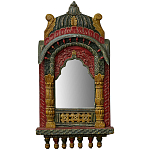 Настенное зеркало в резной раме из тропического дерева Carved Wood Mirror Colorful варинант исполнения - 1 | Loft Concept в Самаре