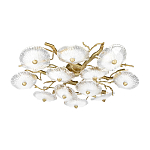 Потолочная люстра круглая ветвистыми бронзовыми элементами и стеклянными рифлеными дисками Textured Glass Chandelier варинант исполнения - 3 | Loft Concept в Самаре