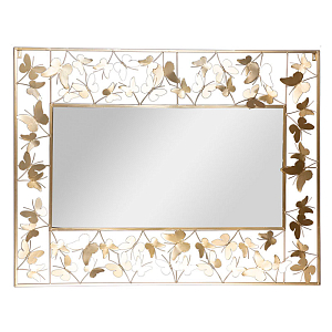 Зеркало прямоугольное металлическая рамка Golden Butterflies