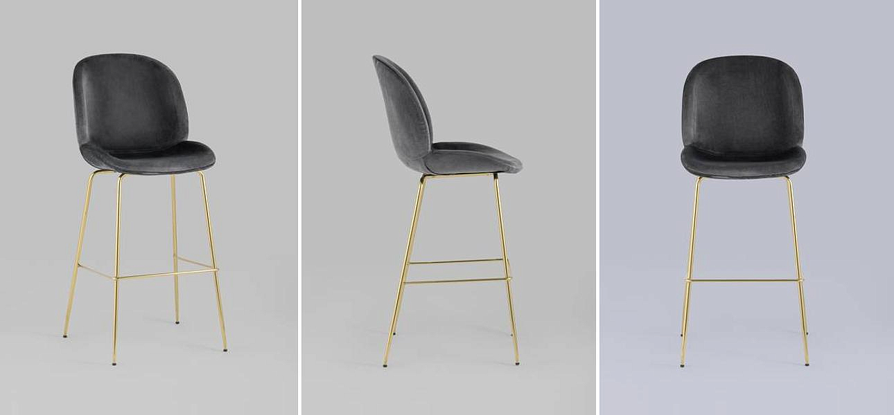Барный Стул Серый Велюр Vendramin Chair Барный Стул Серый Велюр Vendramin Chair - Loft-Concept в Самаре