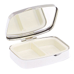 Таблетница карманная прямоугольная с 2-мя отделениями с зеркалом и накладкой из натурального камня Оникс Silver Stone Pillboxes варинант исполнения - 3 | Loft Concept в Самаре