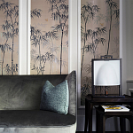 Обои ручная роспись Distant Bamboo Special Colourway on Lead Grey dyed silk варинант исполнения - 2 | Loft Concept в Самаре