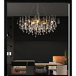 Люстра черная с прозрачными стеклянными подвесками в форме капель FAIRYTREE Light варинант исполнения - 5 | Loft Concept в Самаре