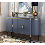 Дизайнерский комод синий глянцевый с золотыми ручками на 4-х дверцах Martin варинант исполнения - 1 | Loft Concept в Самаре