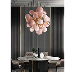Люстра розовые шары на золотом каркасе Pink Light Bubbles варинант исполнения - 3 | Loft Concept в Самаре