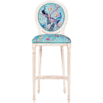 Барный стул из массива бука с изображением птиц и цветов Turquoise Beige Chinoiserie Garden Chair варинант исполнения - 1 | Loft Concept в Самаре