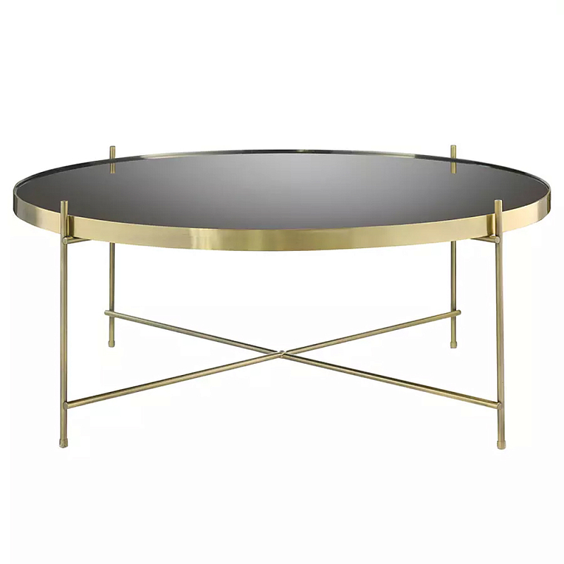 Кофейный столик с круглой зеркальной столешницей Round Mirror Table Коричневый Латунь в Самаре | Loft Concept 