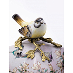 Шкатулка фиолетового цвета с рисунком бабочек и крышкой с фигуркой птицы на ветке Eden Garden варинант исполнения - 4 | Loft Concept в Самаре