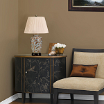 Настольная лампа с фарфоровым основанием нежно голубого цвета с золотистым цветочным рисунком и бежевым плиссированным абажуром Elstead Lighting варинант исполнения - 5 | Loft Concept в Самаре