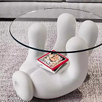 Дизайнерский журнальный стол с круглой прозрачной столешницей на белом фигурном основании Luqak варинант исполнения - 2 | Loft Concept в Самаре