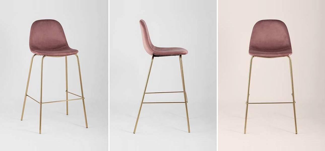 Барный Стул Archie Chair Пыльно-Розовый Велюр Барный Стул Archie Chair Пыльно-Розовый Велюр - Loft-Concept в Самаре