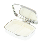 Таблетница карманная прямоугольная с 2-мя отделениями с зеркалом и накладкой из натурального камня Жадеит Silver Stone Pillboxes варинант исполнения - 3 | Loft Concept в Самаре