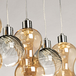 Люстра с 3-мя плафонами волнообразной формы цвета янтарь и 2-мя прозрачными шарообразными плафонами Lucid Rain  варинант исполнения - 8 | Loft Concept в Самаре