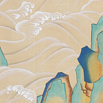 Обои ручная роспись Matsushima Waves Kano on Edo Straw India tea paper варинант исполнения - 2 | Loft Concept в Самаре