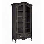 Шкаф книжный черный из массива бука со стеклянными дверцами и 5-ю полками Black Provence варинант исполнения - 1 | Loft Concept в Самаре